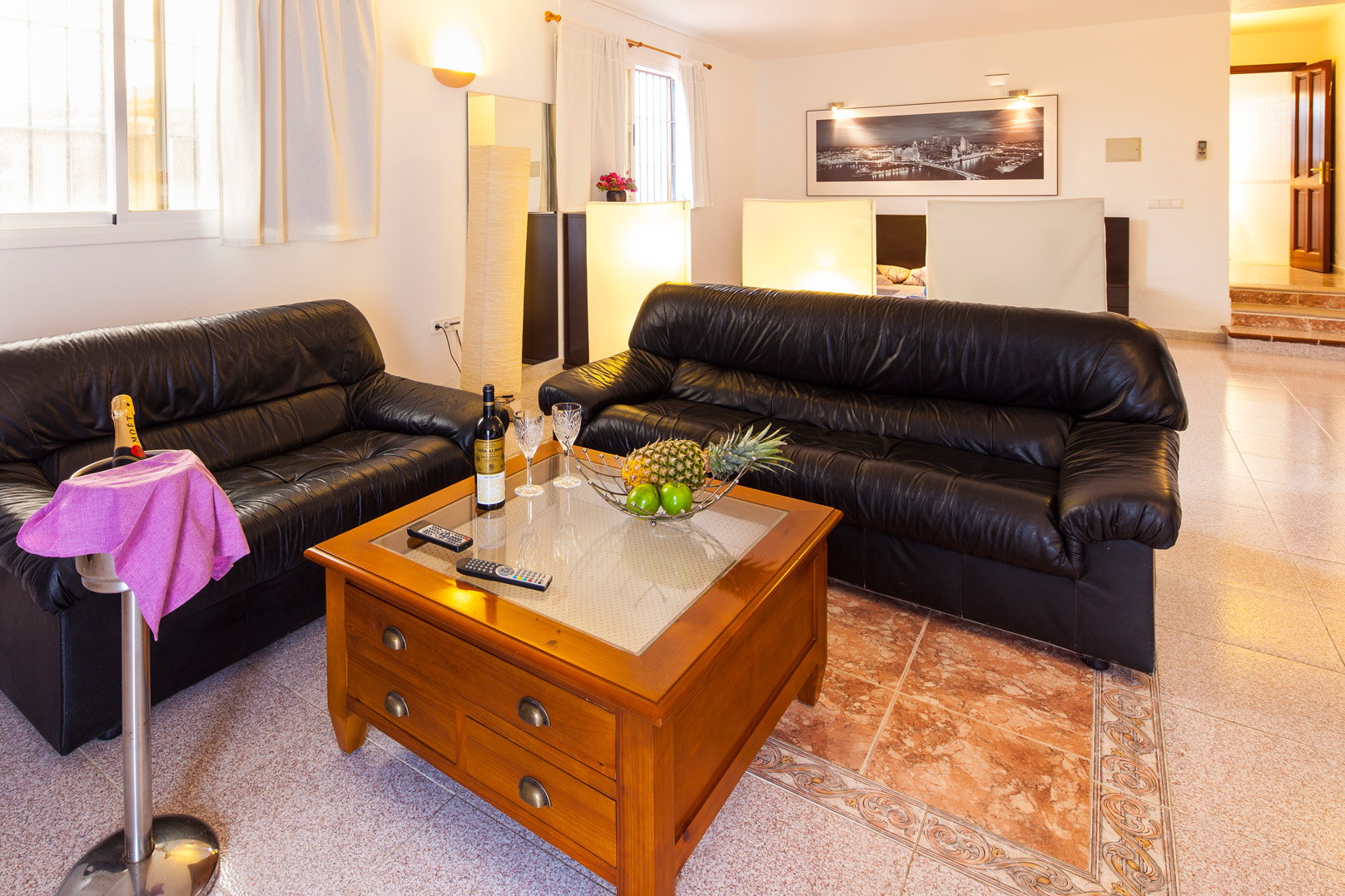 interior living room of a rental house in ibiza